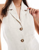 Miss Selfridge linen blend collared halter mini dress in stone