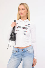 Neovision Surge Long Sleeve Zip Through Polo Tee White