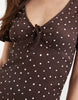 ONLY v-neck mini dress in brown polka dots