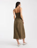 Miss Selfridge strappy broderie maxi dress in khaki