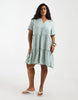 ONLY Curve tiered mini dress in green floral print