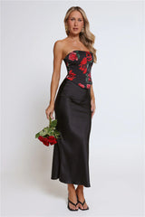 Rosy Mood Strapless Corset Top Black