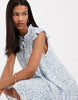 Vero Moda ruffle trim babydoll mini dress in blue and white floral print