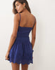 Mango 100% cotton strappy mini dress with embroidered skirt in blue