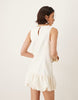 Mango twill mini shift dress with bubble hem in white