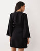 JDY kimono-inspired wrap mini dress in black