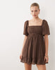 Abercrombie & Fitch floaty babydoll mini dress in brown