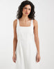 Vero Moda linen blend scallop edge square neck cami midaxi dress in white