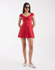 Hollister cap sleeve button up mini dress in red