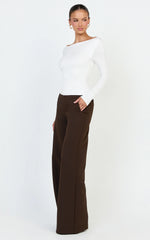 Tisdale Top - Boat Neck Long Sleeve Top in Cream