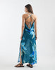 Aray sheer beach maxi dress in blue floral print