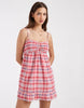 Hollister babydoll strappy mini dress in red check