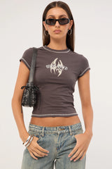 Worship Ghosted Cap Sleeve Tee Worn Black