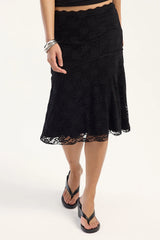 Luck & Trouble Maria Lace Midi Skirt Black