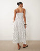 cami with full skirt midi dress polka dot print