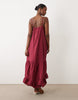YAS tiered a-line cami maxi dress in beetroot red