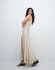 Topshop premium funnel neck dropped waist midaxi dress in natural woven stripes