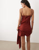 cotton linen sarong wrap mini sundress in rust