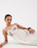 Vero Moda cotton cami maxi dress with contrast leaf embroidery in cream