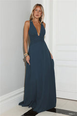 Crush Energy Halter Maxi Dress Deep Teal