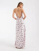 Object satin low cross back maxi slip dress in pale pink and brown polka dot