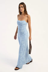Perfect Stranger Thea Jacquard Maxi Dress Light Blue
