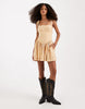 Free People laurel plaid drop waist mini dress in neutral stripe combo