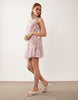 one shoulder mini dress with scarf in multi floral print