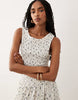 Brave Soul drop waist maxi racer dress with shirred bodice in white floral print