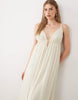 broderie v neck midi dress in natural