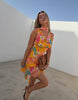 Never Fully Dressed Sophie chiffon cowl scarf detail mini dress in yellow floral print