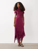 Vero Moda cap sleeve lace skirt detail satin maxi dress in purple