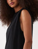 shoulder pad T-shirt midi dress in black