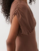 plunge waist detail midi dress in chocolate