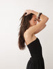 Brave Soul strapless midi dress with shirred bodice in black