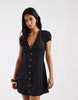 Hollister v neck mini dress in black polka dot