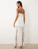 ASOS LUXE bandeau dress with fringed skirt detail in white