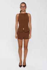 Structure Tailored Vest Top Brown