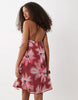 Mango Teen ruffle halterneck mini dress in red floral print