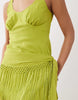 chiffon draped fringe detail mini dress in olive