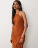 Miss Selfridge linen mix halter maxi dress in rust