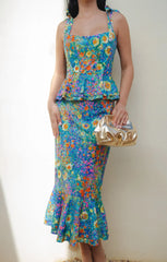 Pauline Peplum Dress ~ Painterly Petals