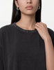 Noisy May dropped hem t-shirt dress with seam detailing in washed black