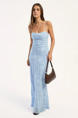 Perfect Stranger Thea Jacquard Maxi Dress Light Blue