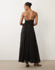 Genie lace pleated midaxi sundress in black