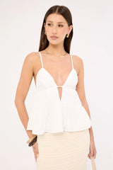 Sndys The Label Fallen Peplum Top White