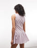 COLLUSION high neck smock mini dress in pink plaid