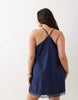 Curve cami V-neck mini sundress with lace overlay in navy
