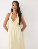 crochet halter tiered midi dress in buttermilk