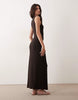 lightweight bouclé scoop maxi dress in chocolate